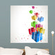 Modern birthday background with flying colorful gifts Wall Mural