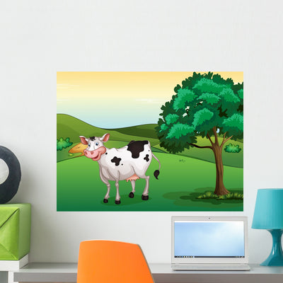 Smiling Cow shown on a wall