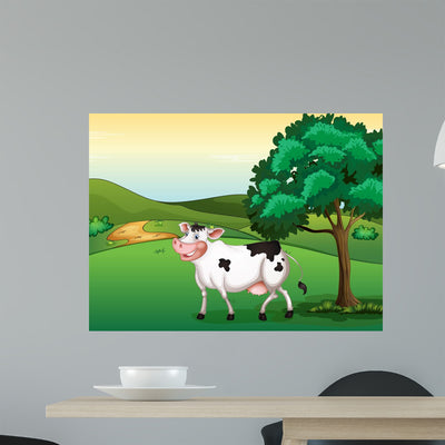 Smiling Cow shown on a wall