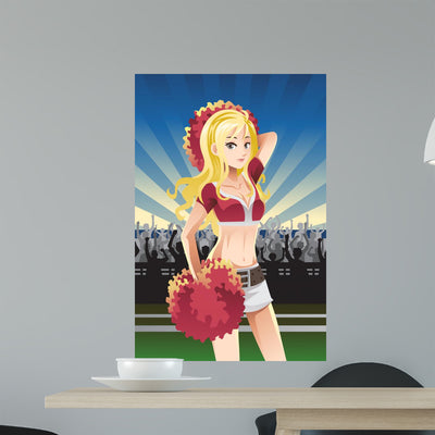 Cheerleader Wall Mural shown on a wall