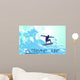 Abstract Silhouette Surfer Ocean Wall Mural