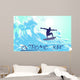 Abstract Silhouette Surfer Ocean Wall Mural