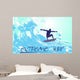 Abstract Silhouette Surfer Ocean Wall Mural