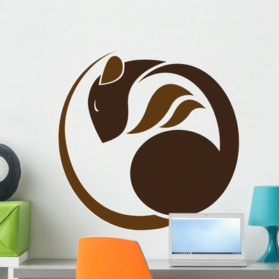 Brown Rat Lying White Wall Decal shown on a wall