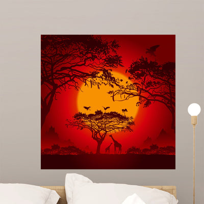 African Sunset shown on a wall