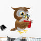 Cartoon Owl Reading a Book Wall Decal