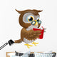 Cartoon Owl Reading a Book Wall Decal
