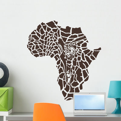 Africa Giraffe Camouflage Wall Decal shown on a wall