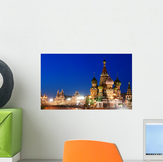Night view of Red Square and Saint Basil s Cathedral in Moscow Wall Mural