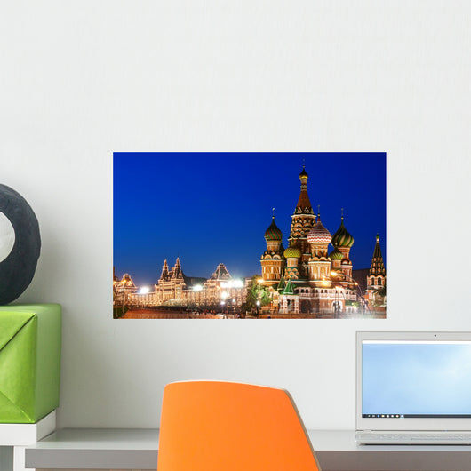 Night view of Red Square and Saint Basil s Cathedral in Moscow Wall Mural