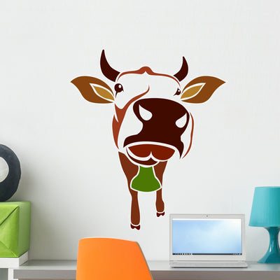 Brown Cow White Vector Wall Decal shown on a wall