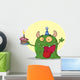 Happy Green Birthday Monster Wearing a Party Hat Wall Decal
