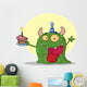 Happy Green Birthday Monster Wearing a Party Hat Wall Decal