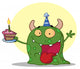 Happy Green Birthday Monster Wearing a Party Hat Wall Decal