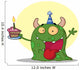 Happy Green Birthday Monster Wearing a Party Hat Wall Decal
