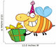 Happy Birthday Bee Wearing a Party Hat and Flying with a Gift Wall Decal