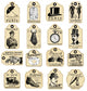 16 french retro labels for men Wall Decal