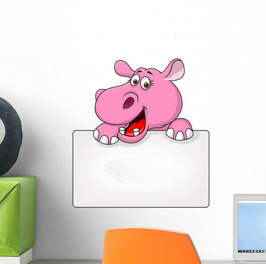Hippo with Blank Sign