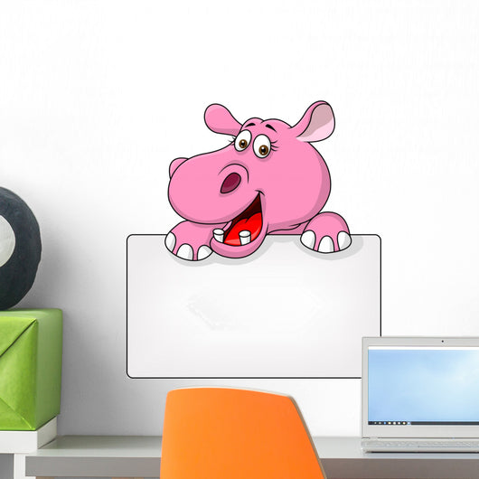 Hippo with Blank Sign