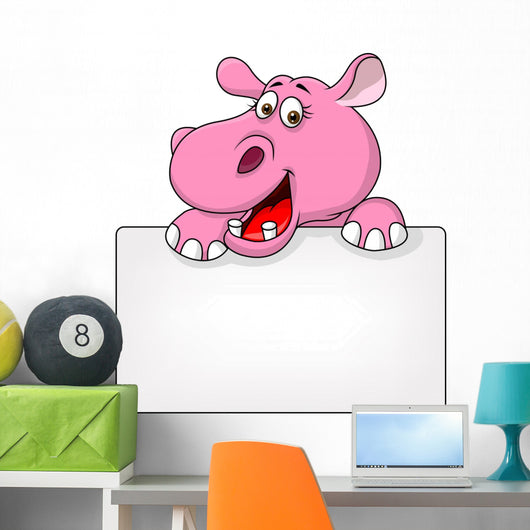 Hippo with Blank Sign