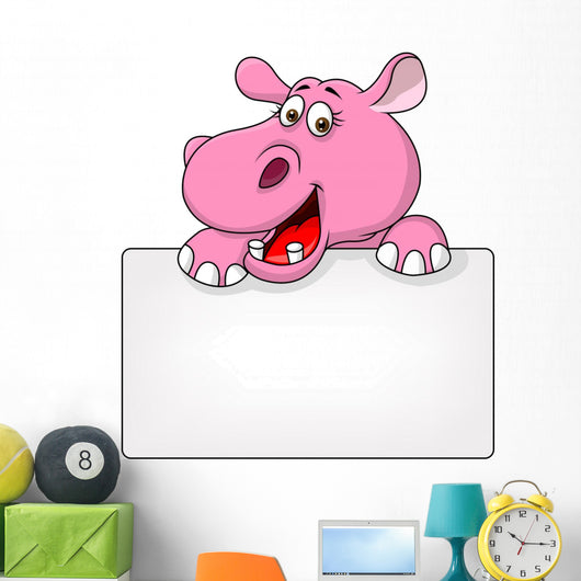 Hippo with Blank Sign
