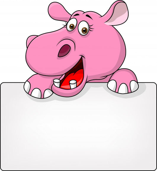 Hippo with Blank Sign