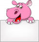 Hippo with Blank Sign