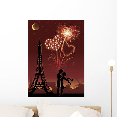 Fireworks and Paris shown on a wall