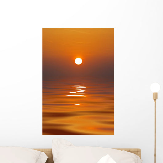 Sun Setting in a Calm Sea Wall Mural