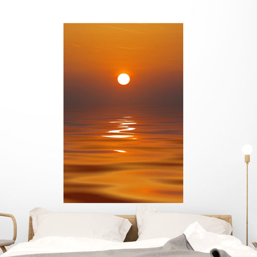 Sun Setting in a Calm Sea Wall Mural