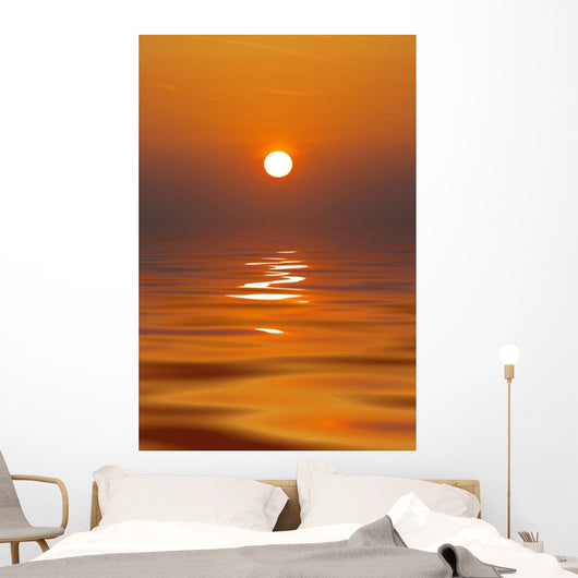 Sun Setting in a Calm Sea Wall Mural