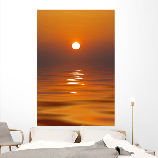 Sun Setting in a Calm Sea Wall Mural