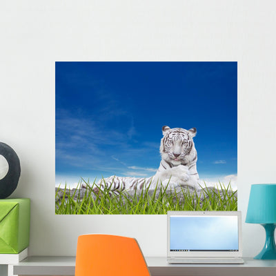 White Tiger Wall Mural shown on a wall