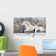 White Horse Runs Gallop in Winter Wall Mural