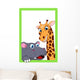 Illustration Giraffe and Hippo