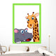 Illustration Giraffe and Hippo