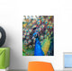 Beautiful colourful preening peacock Wall Mural