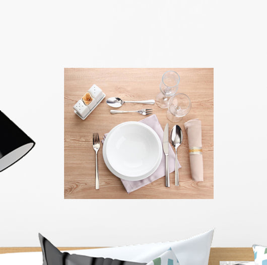 Table Setting Wooden Table