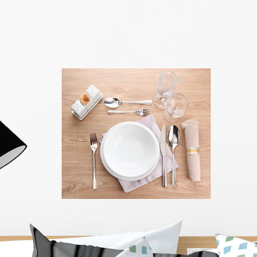 Table Setting Wooden Table