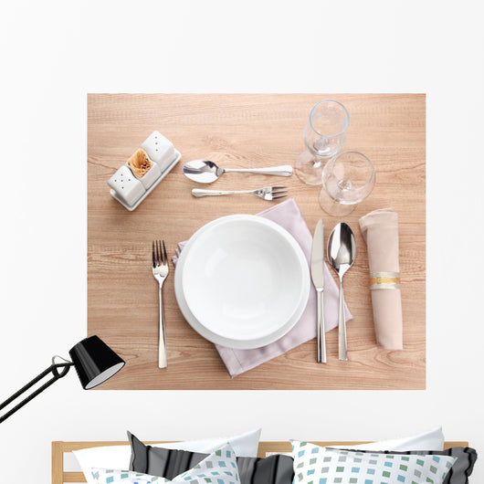 Table Setting Wooden Table