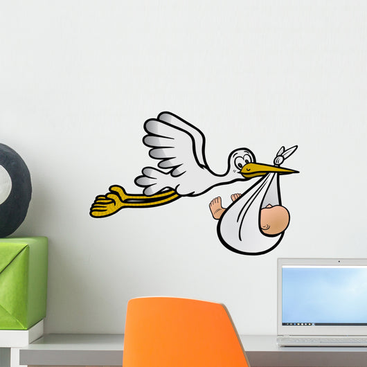 The stork brings a baby - Vector and exempted Wall Decal