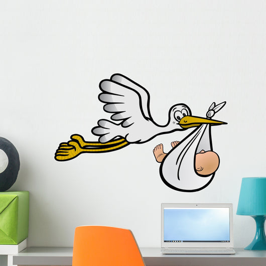 The stork brings a baby - Vector and exempted Wall Decal