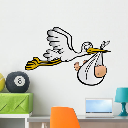 The stork brings a baby - Vector and exempted Wall Decal