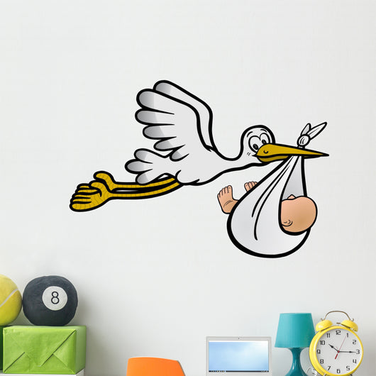The stork brings a baby - Vector and exempted Wall Decal