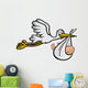 The stork brings a baby - Vector and exempted Wall Decal