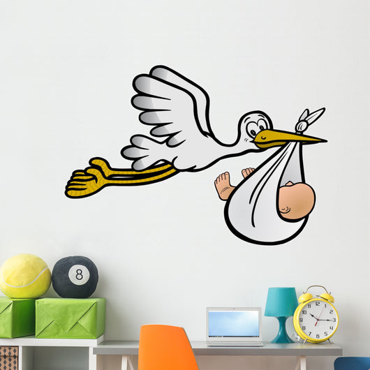 The stork brings a baby - Vector and exempted Wall Decal