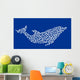 complex dolphin isolated on blue background Wall Mural