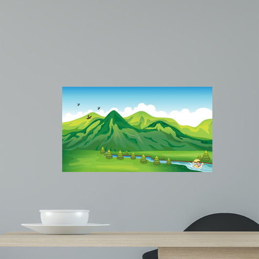 Girl Enjoying Gift Nature Wall Mural