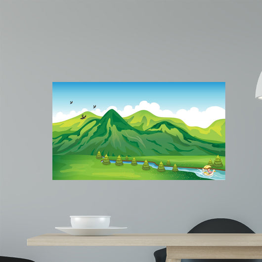 Girl Enjoying Gift Nature Wall Mural