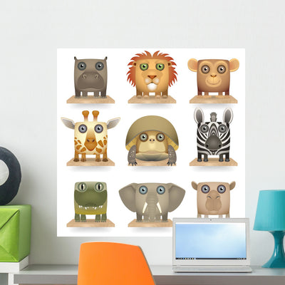 Animals Africa Wall Decal shown on a wall